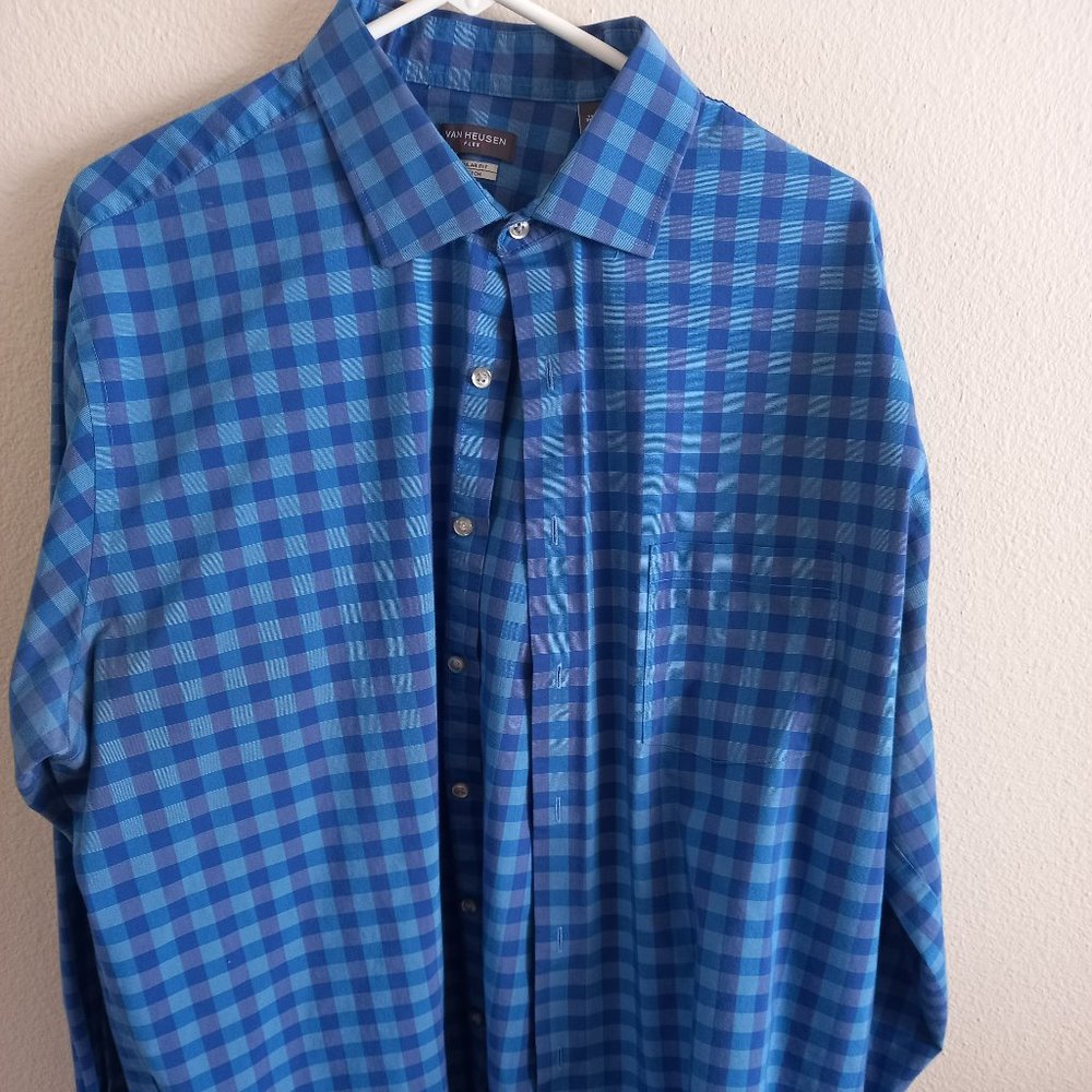 Van Heusen Blue Plaid Casual Shirt